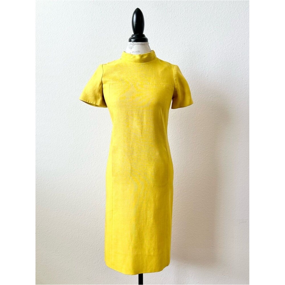 Vintage Charles W Women's Yellow Short Sleeve Shift Dress Size Medium